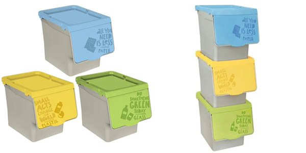 Set x3 Cubos de reciclaje de 30 litros