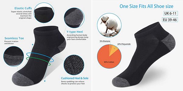 Pack x5 calcetines tobilleros con refuerzo VoJoPi Athletic chollo en Amazon