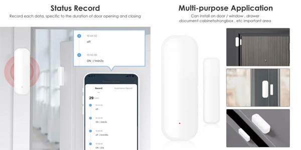 Sensor para puertas con WiFi y compatible con Alexa y Google Assistant