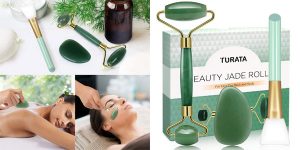 Set Turata con Rodillo facial de jade + piedra y raspador Gua Sha barato en Amazon