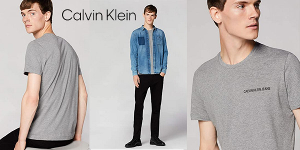 Camiseta de manga corta Calvin Klein Chest Institutional Slim SS para hombre barata en Amazon
