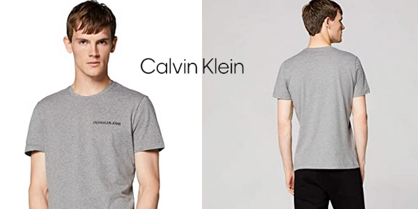 Camiseta de manga corta Calvin Klein Chest Institutional Slim SS para hombre chollo en Amazon