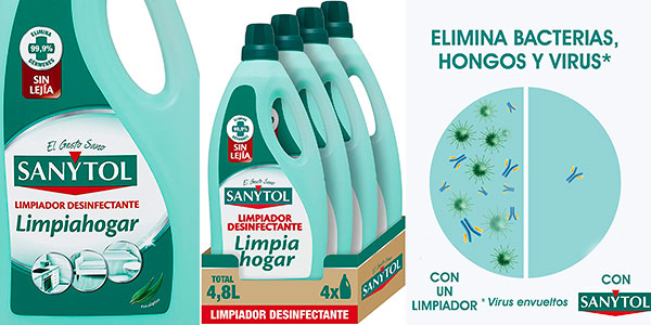 Chollo Pack de 4 desinfectantes limpiahogar Sanytol de 1.200 ml