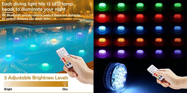 Luz LED Piscina RGB IP68 para colocar bajo el agua