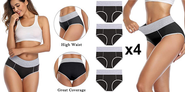 Pack x4 Bragas Slip de cintura alta Wirarpa para mujer baratas en Amazon