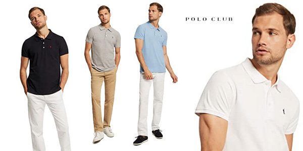 Polo de manga corta Polo Club en algodón piqué para hombre chollo en Amazon