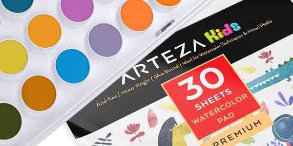 Estuche de 36 acuarelas, pincel y bloc Arteza Kids para niños chollo en Amazon