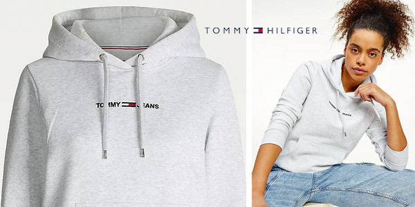 Sudadera con capucha Tommy Jeans Tjw Linear Logo para mujer chollo en Amazon