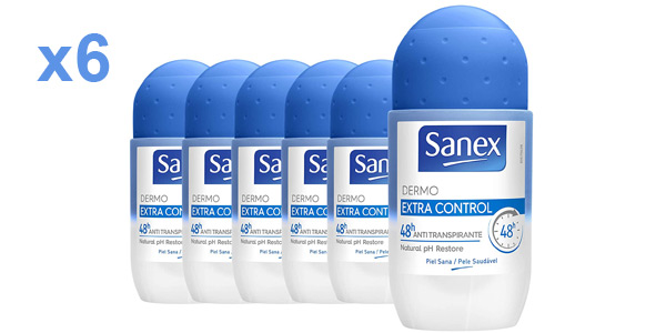 Pack x6 Desodorante antitranspirante 48h Sanex Dermo Extra Control de 50 ml barato en Amazon