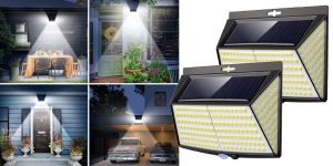 Pack x2 Apliques solares de 228 LED Vighep para exterior baratos en Amazon