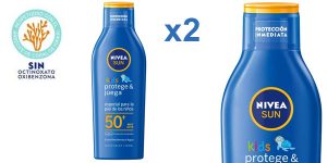 Pack x2 Nivea Sun Kids Protege & Juega Leche Solar Niños FP50+ de 200 ml/ud barato en Amazon
