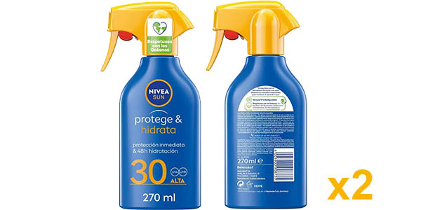 Pack x2 Spray Solar FP30 Nivea Sun Protege & Hidrata de 270 ml