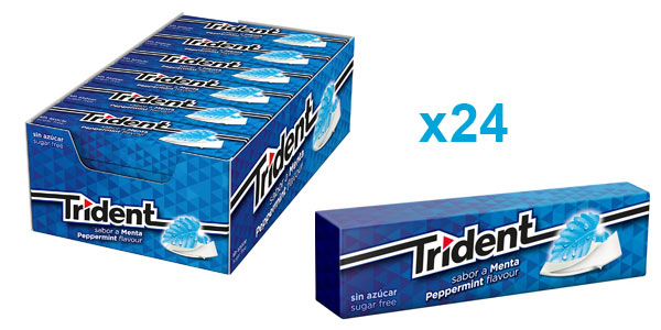 Pack x24 Sticks Trident Fresh Menta de 13,5 gr barato en Amazon