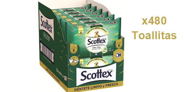 Pack x480 Toallitas Scottex Sensitive Aloe Vera de papel higiénico húmedo barato en Amazon