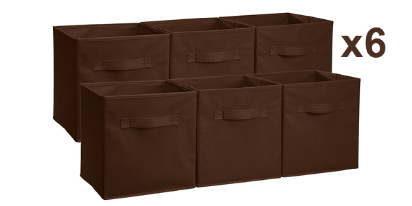 Chollo Pack x6 Cubos de almacenamiento plegables Amazon Basics por sólo