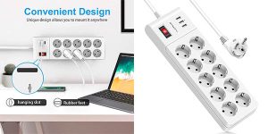 Regleta Auoplus con 10 enchufes y 3 USB barata