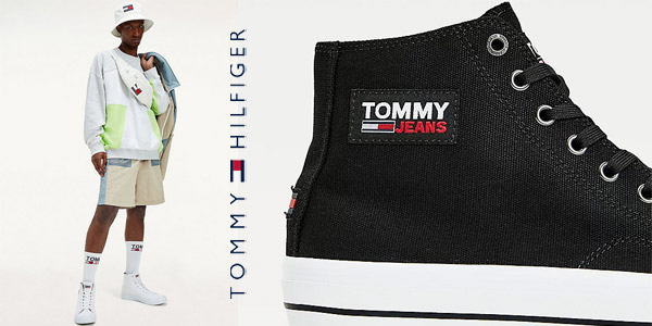 Zapatillas Tommy Jeans Mid Cut Log Lace Up para hombre oferta en Amazon