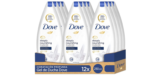 Pack x12 Dove Gel de Ducha HidrataciÃ³n Profunda de 250 ml/ud barato en Amazon