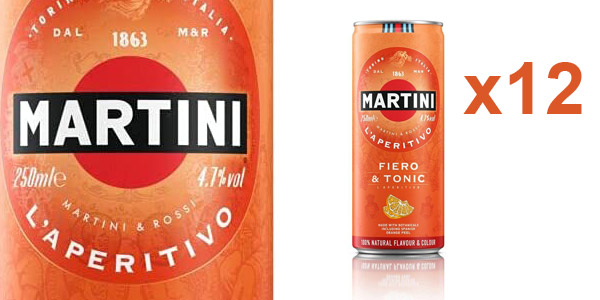 Pack x12 latas Martini Fiero & Tonic cocktail listo para tomar de 250 ml barato en Amazon