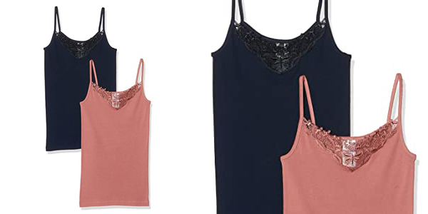 Pack x2 camisetas de tirantes Only Onlkira Lace para mujer barato en Amazon