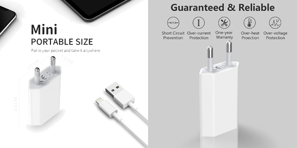 Pack x2 cargadores iPhone (enchufe + cable Lightning) JuneyZz chollo en Amazon