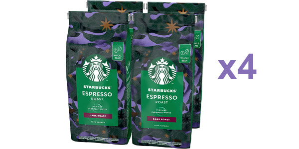 Pack x4 Café de grano entero Starbucks Espresso Roast barato en Amazon