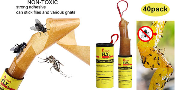 Pack de 40 rollos de trampas adhesivas para moscas e insectos Hywean