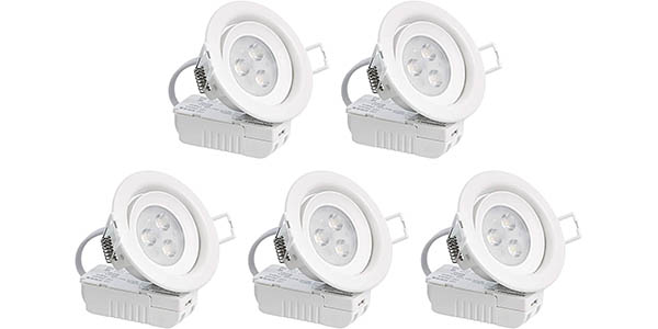 Pack x5 Focos empotrables redondos Amazon Basics de 70 mm
