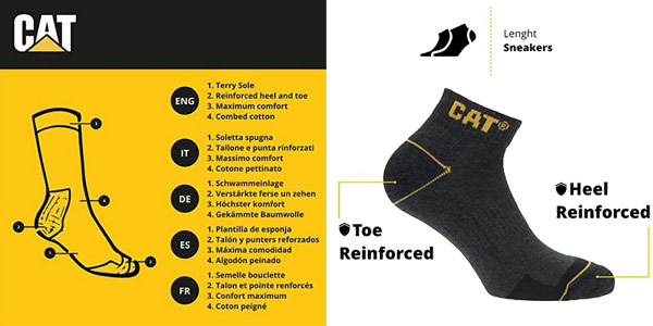 Pack x6 pares de calcetines reforzados de trabajo Caterpillar para hombre chollo en Amazon