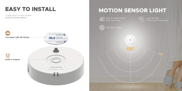 Pack x3 Luces LED recargables por USB Muson con sensor de movimiento y luz chollo en Amazon