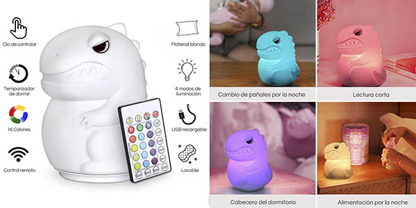 Anpro Dinosaurio luz infantil colores oferta