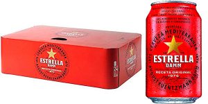 Pack de 24 latas de cerveza Estrella Damm en oferta