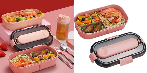 Caja Bento con cubiertos ZoneYan barata en Amazon