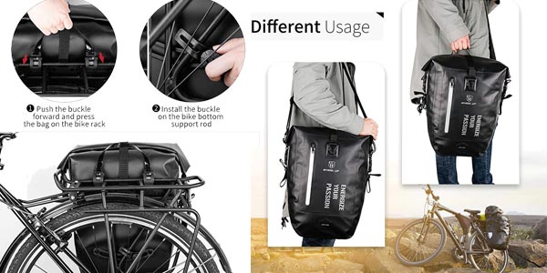 Alforja portaequipajes impermeable Baigio para bicicleta oferta en Amazon