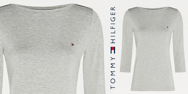Camiseta de manga 3/4 Tommy Hilfiger Boat Neck para mujer chollo en Amazon