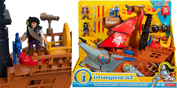Barco Pirata-Tiburón de Imaginext con 2 figuras barato
