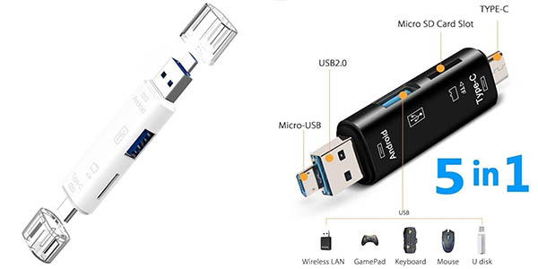 Lector USB multifunción de tarjetas de memoria SD y microSD