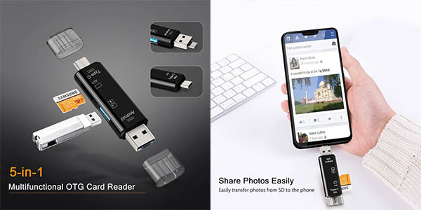 Lector USB multifunción de tarjetas de memoria SD y microSD