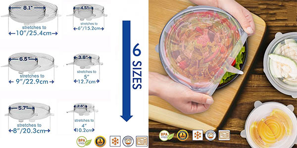 Tapas De Silicona Elásticas Alimentos X6 Reutilizable Oferta
