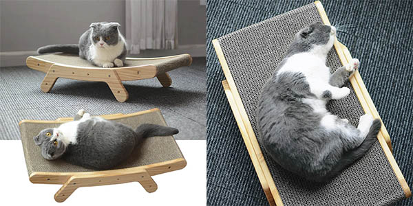 Rascador de madera para gatos PATYOCAT de 43 x 25 cm