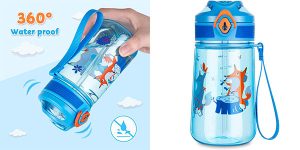 Botella de agua infantil sin fugas Bobicon de 420 ml