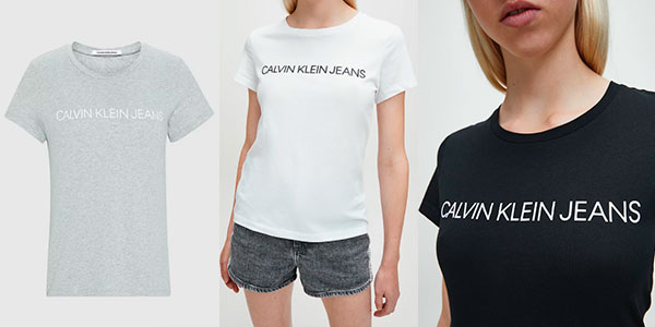 Camiseta Calvin Klein slim con logo para mujer barata