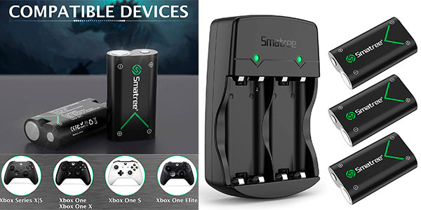 Chollo Pack Smatree Cargador para mandos de Xbox + 3 baterías