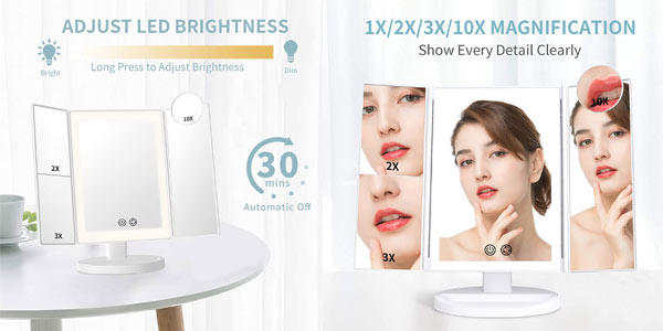 Espejo de mesa para maquillaje con luz led en oferta
