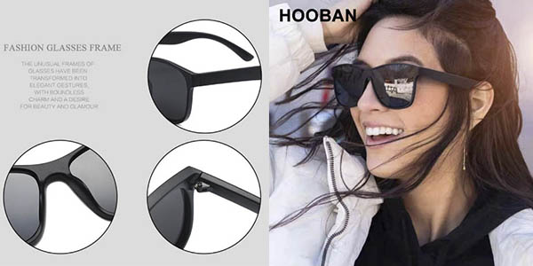 Hooban gafas sol baratas cuadradas polarizadas