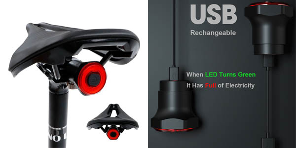 Luz trasera NEWBOLER para bicicleta recargable por USB