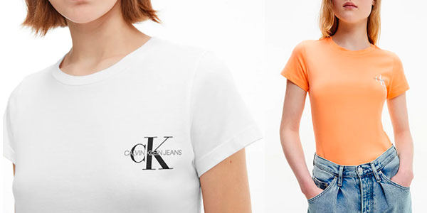 Pack de 2 camisetas Calvin Klein para mujer barato