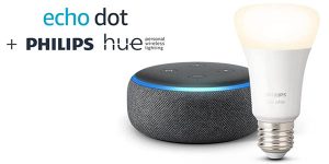 Pack Echo Dot (3.ª generación) + bombilla inteligente Philips Hue White