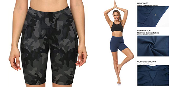 Pantalones cortos deportivos tipo leggins Move Beyond con 2 bolsillos para mujer chollo en Amazon