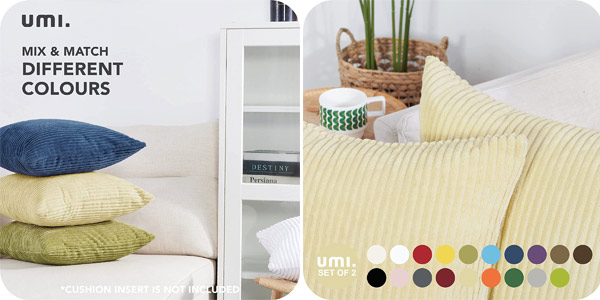 Brand Umi Fundas para Cojin Decorativas Cuadrado Suave 2 Piezas 50x50cm Verde Brillante